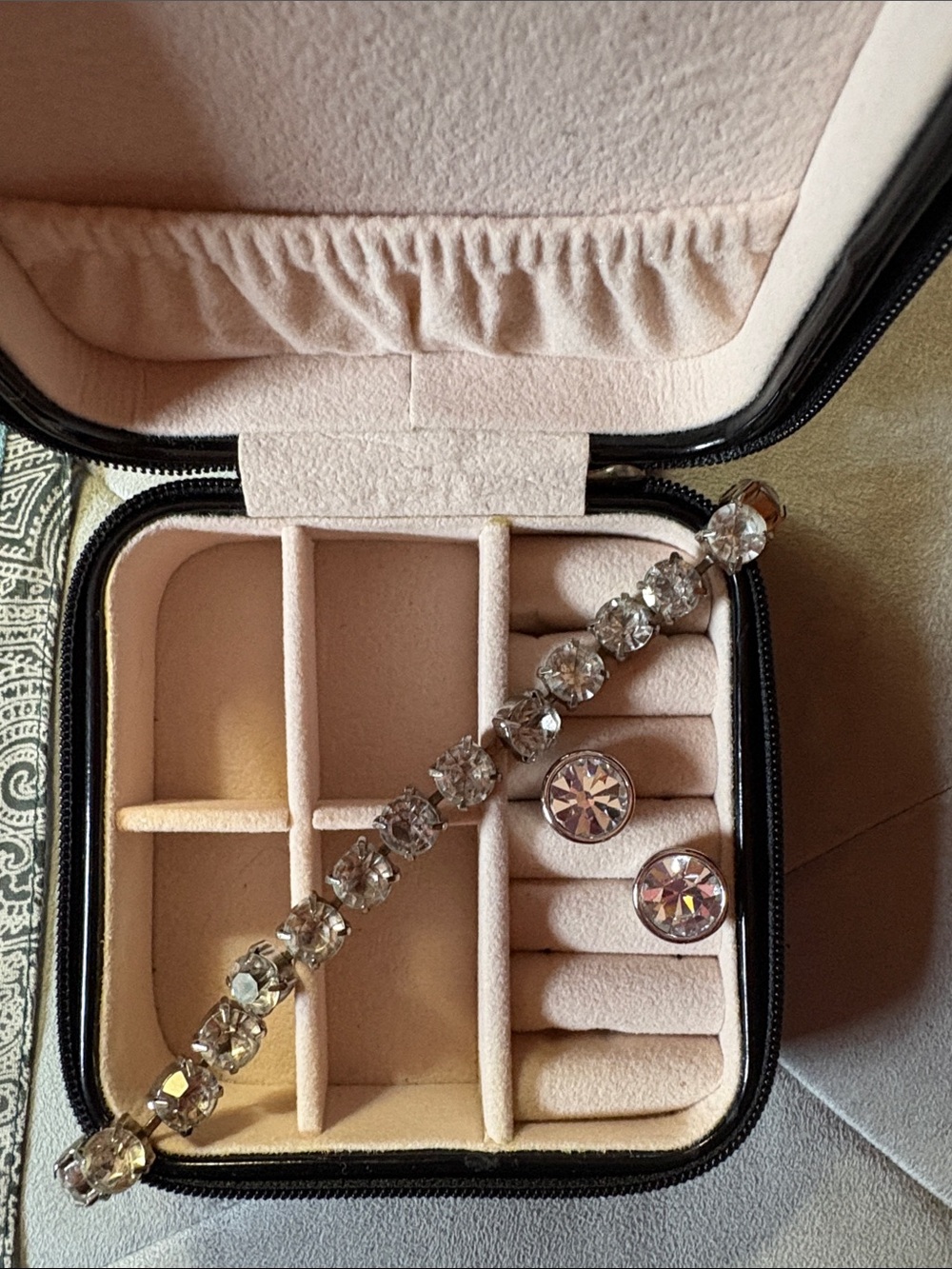 Crystal Tennis Bracelet and Matching Stud Earrings - Clear